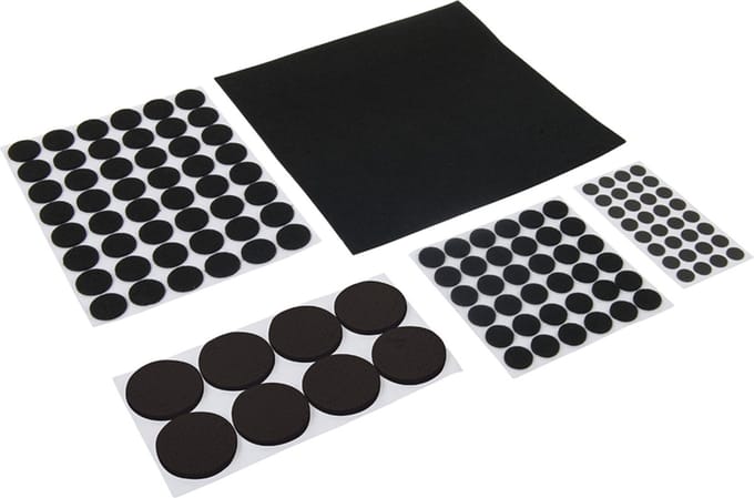 Fixman Complete set zelfklevende viltglijders - zwart - 125-delig - diverse maten