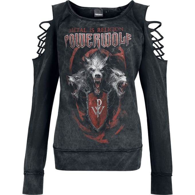 Powerwolf Triple Wolves Dames Sweatshirts - donkergrijs - L