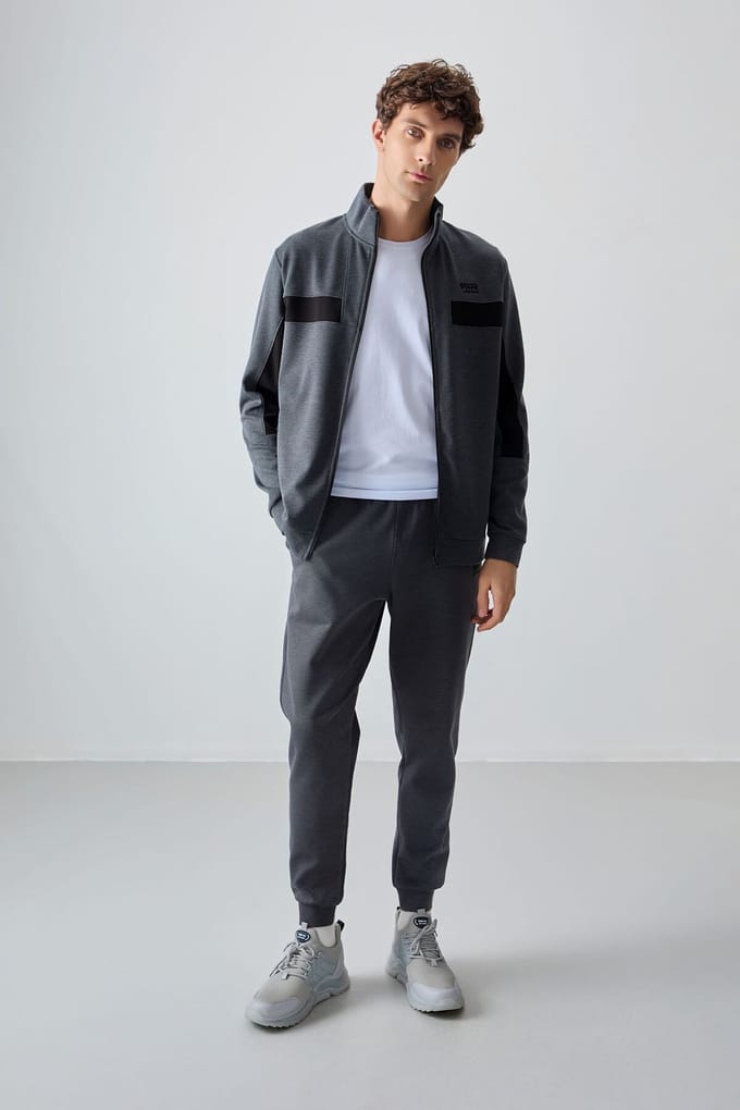 Heren Kleurblok Fleece Sweatshirt en Broek Set