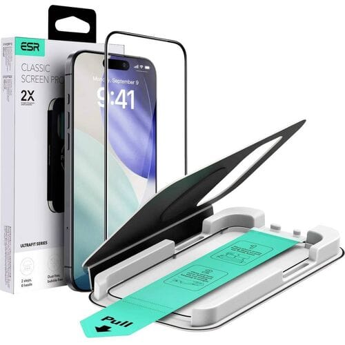 ESR Classic UltraFit Screenprotector iPhone 17 Pro – 9H Gehard Glas met Montageframe – Transparant