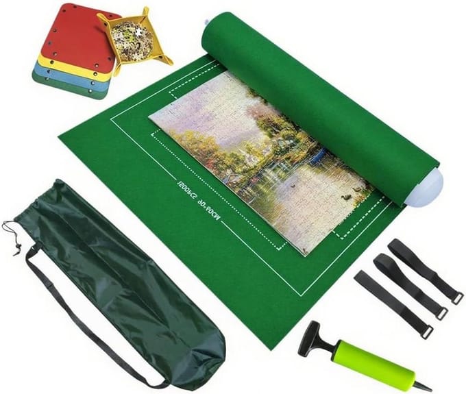 Puzzelmat - Puzzelrol - Puzzels Opbergen - Tot 3000 stukjes - 140 x 100 cm - Groen