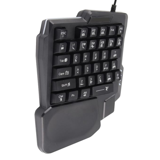 Eenhands Gaming Toetsenbord 35 Toetsen Waterdicht Brede Polssteun Zwart Eenhands Toetsenbord voor
