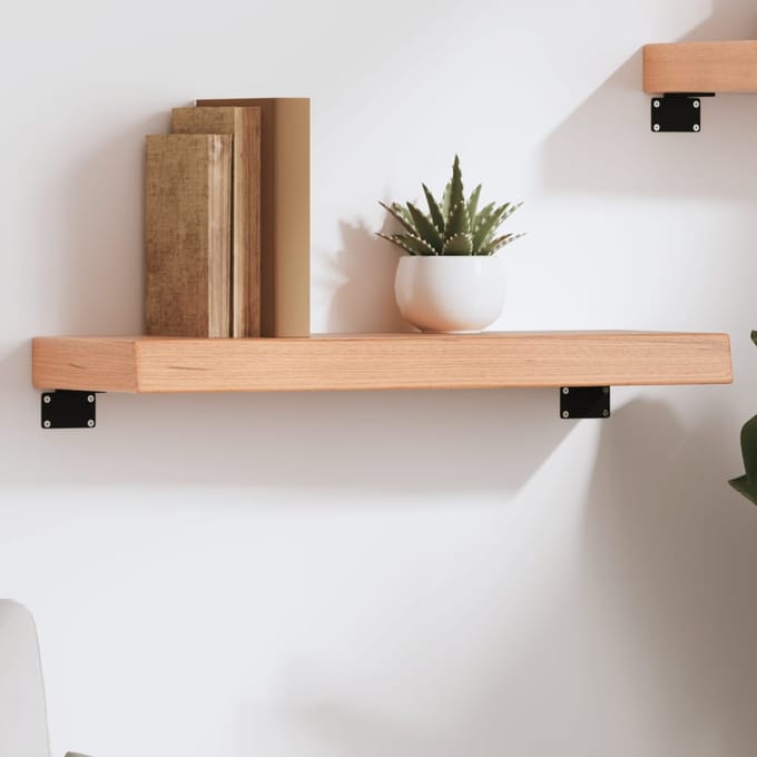 vidaXL - Wandschap - 60x20x6 - cm - behandeld - massief - eikenhout - lichtbruin