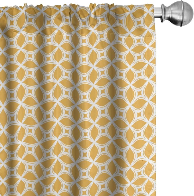 ABAKUHAUS – etnische gordijnset 2x75x245 – microvezel – oranje-wit