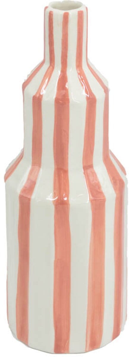 HomeBound by KY | Aardewerk vaas stripe peach | bloemenvaas aardewerk gestreept