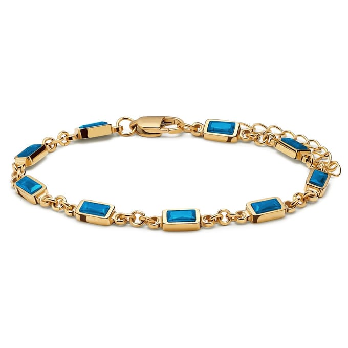 Prism | Vergulde armband met saffierblauwe stenen van kristalglas