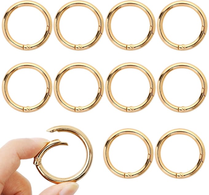 Solidchoice - Set van 10 karabijnhaken met O-ring in goud