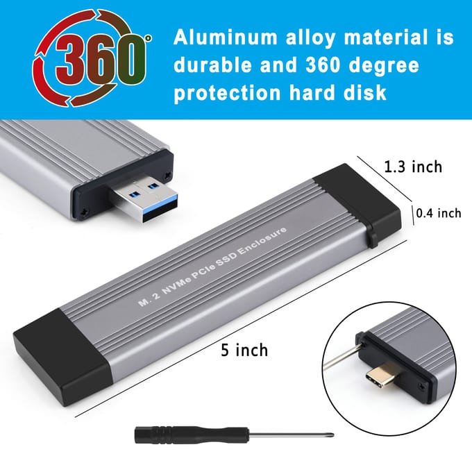 M.2 NVMe SSD Behuizing USB 3.2 Type C SSD Adapter 10 Gbps NVMe PCI-E M.2 SSD Behuizing Externe Harde Schijf Behuizing