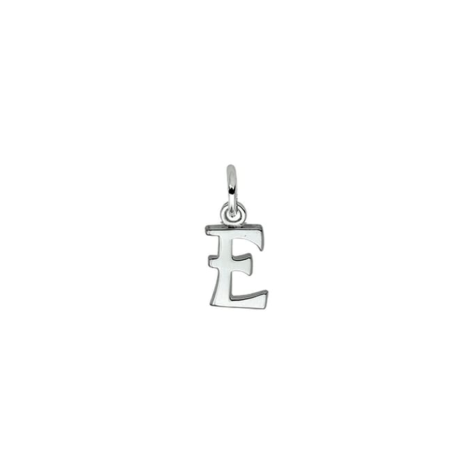 Zilver Gerhodineerde Hanger letter E 1330003