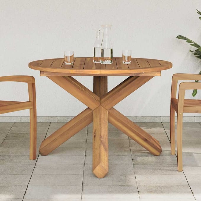 vidaXL - Tuintafel - Ø109x74 - cm - massief - teakhout