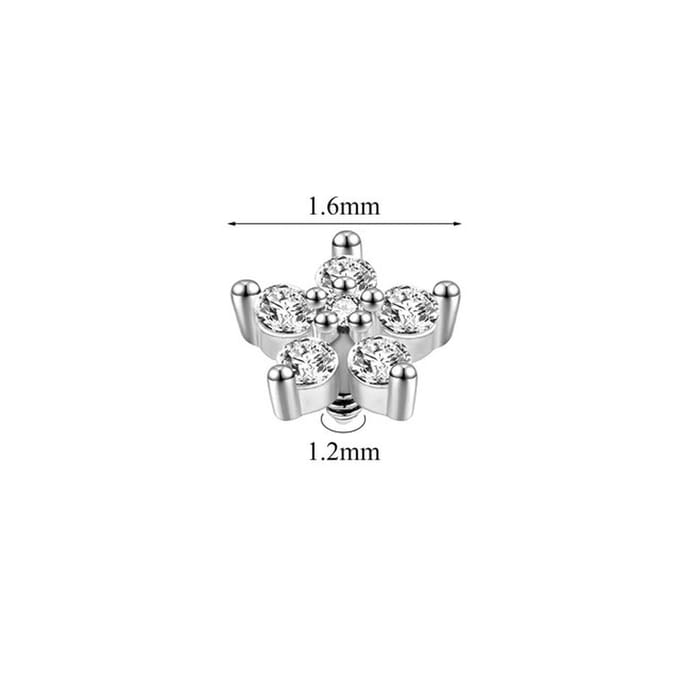 Dermal anchor incl bloem sierlijk top wit - LMPiercings