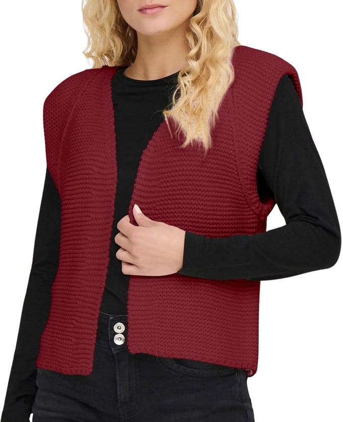Only Gilet Onlloui Vest Ex Knt 15307880 Cabernet Dames Maat - M