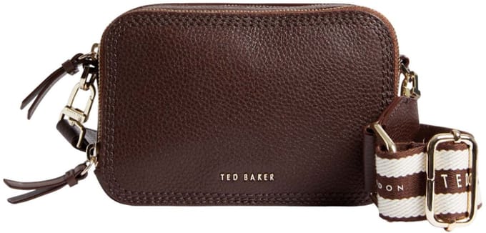 Ted Baker Leren Schoudertas WILLSA Mini Webbing Leather Crossbody Bag Brown Bruine