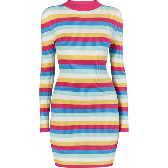Mymo Gebreide jurk Dames Roze Veelkleurig
