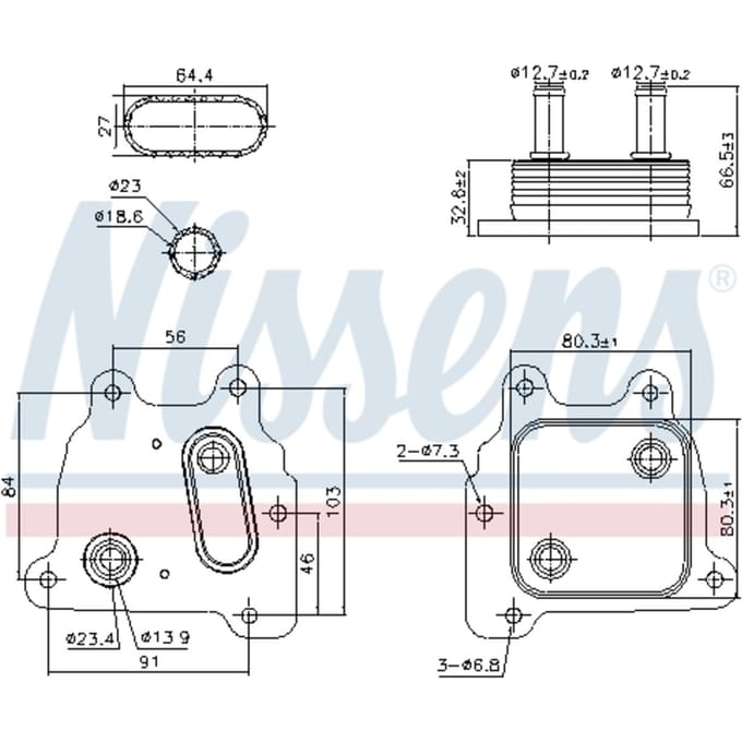 Olie radiator, motorolie NISSENS 91364