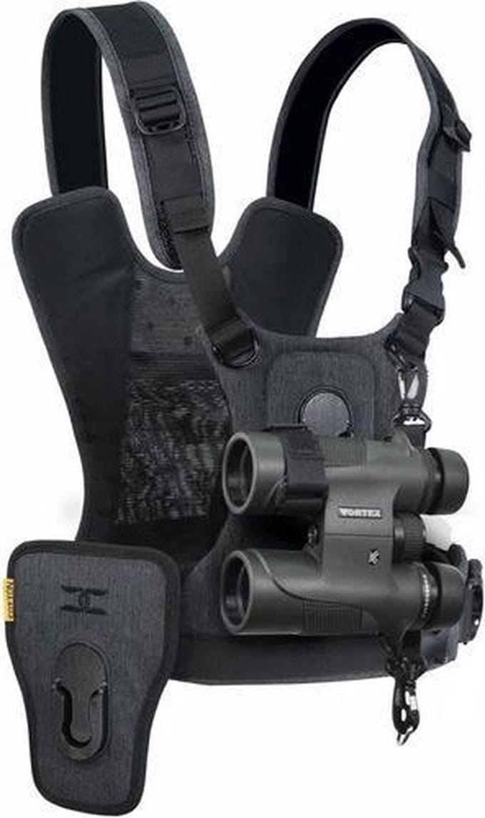 Cotton Carrier Camera Harness voor 1 camera + 1 verrekijker