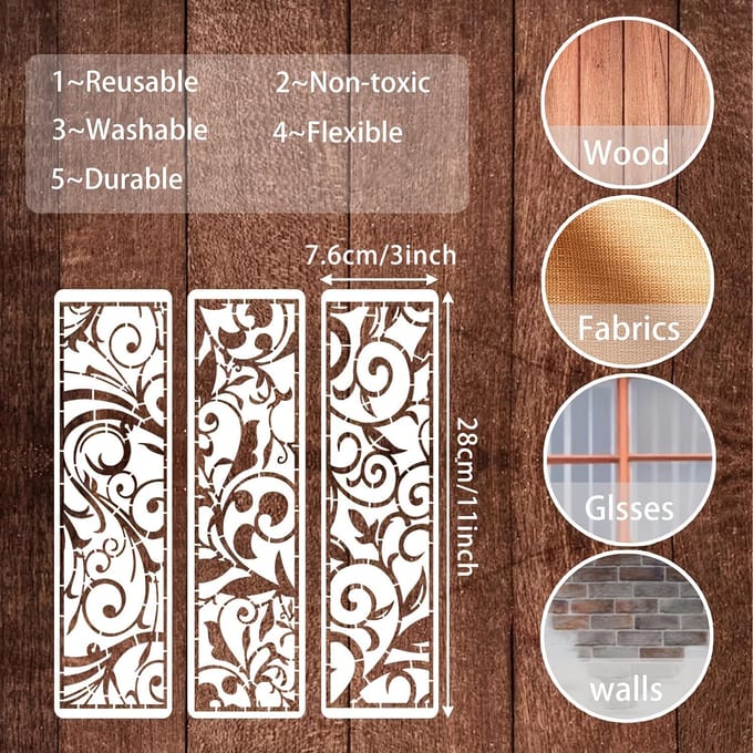 12 Delig Schilderkader Sjabloon, Blad Sjabloon, Herbruikbaar Meubel Taart Decoratie Sjabloon, Geschikt voor Houten DIY 12pcs brown