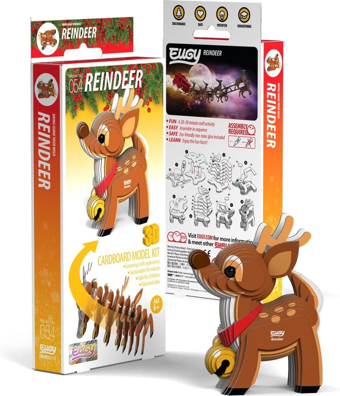 EUGY 3D Puzzel - Kerst Rendier - Kerstfiguren - Duurzaam - Verzamel Ze Allemaal - 6 Jaar