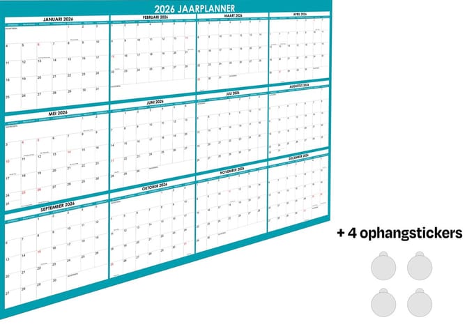 Huurdies - Jaarplanner 2026 - A0 - Blauw - 118x84cm
