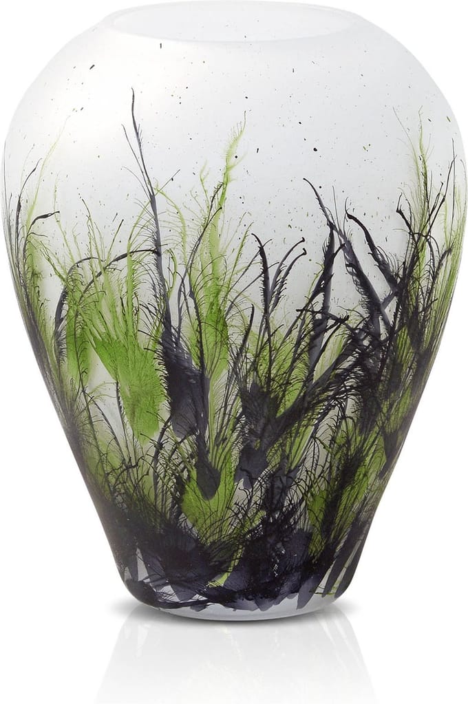 Terroso - Geblazen Vaas Nature, Glas Marmer, Hand Geschilderd, Hoogte 27 cm