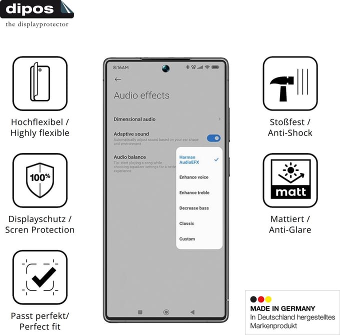 dipos FLEX – 2x Matte Screenprotector geschikt voor BLKE S B25 | Volledige Schermbescherming | Case-Friendly