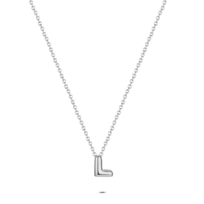 Twice As Nice Halsketting in edelstaal, L hanger Zilverkleurig 40cm+5cm