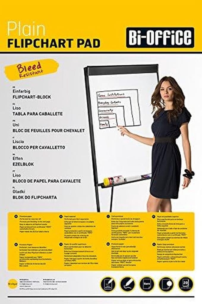 Flipchartblok 20 vellen 65 x 98 cm – 60 g/m2 glad papier – 5 stuks
