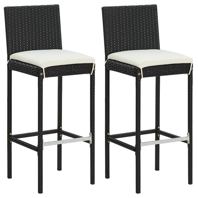 vidaXL - 3-delige - Tuinbarset - met - kussens - zwart
