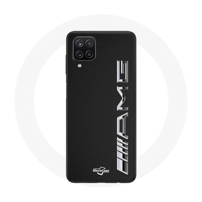 Coque - Maniacase - Samsung Galaxy A12 - Logo AMG - Carbone - Souple - Noir noir