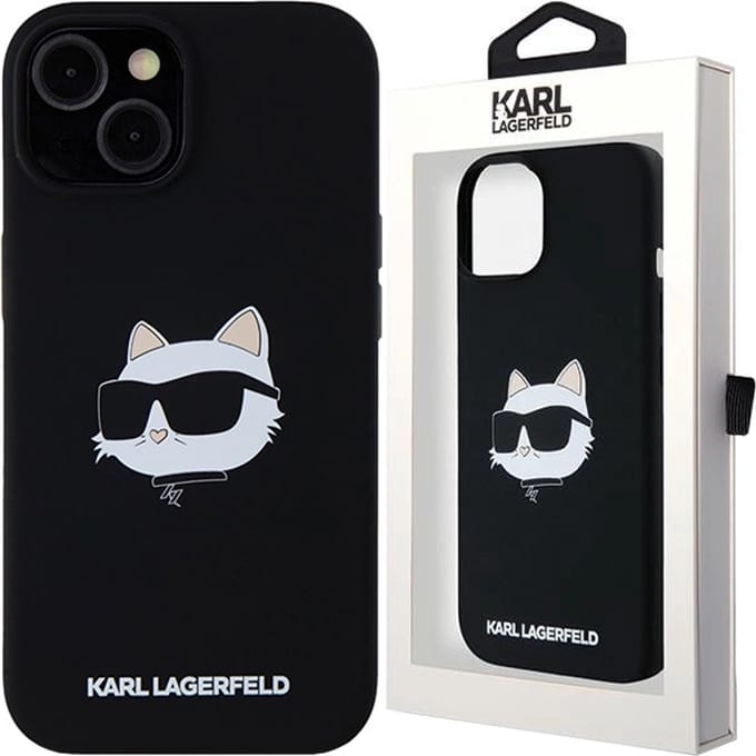 Karl - Lagerfeld - Siliconen Choupette Head MagSafe Hoesje voor iPhone - 15 - Plus / 14 - Plus - Zwart
