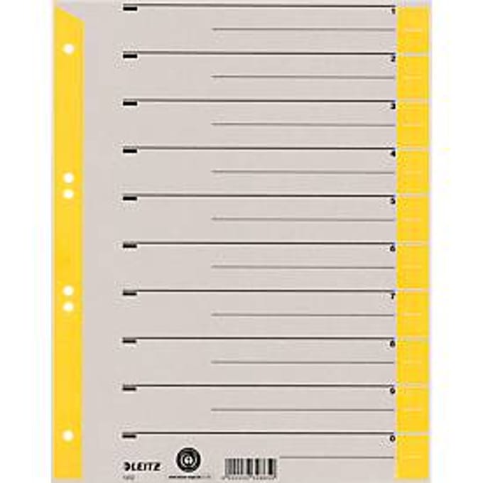 LEITZ® scheidingsbladen A4 1652, gebruik naar eigen inzicht, 100 stuks, geel