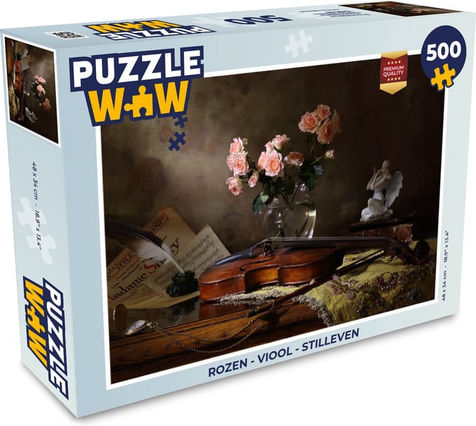 Puzzel Viool - Rozen - Roze - Bloemen - Stilleven - Legpuzzel - Puzzel 500 stukjes