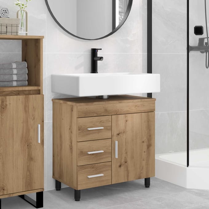 vidaXL - Badkamer - vaniteitsunit - Artisanaal - eiken - 60 - x - 35 - x - 60 - cm