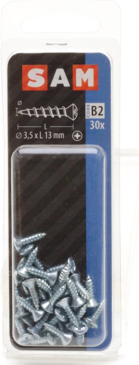 30x SAM Zelftappende schroef bolverzonken kop 3,5x13mm B2 816112