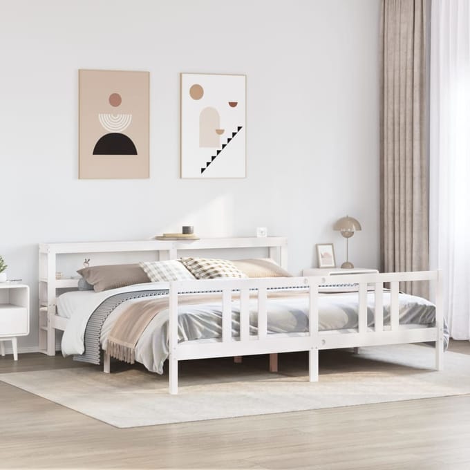 vidaXL - Bedframe - met - hoofdeinde - zonder - matras - 200x200 - cm - wit