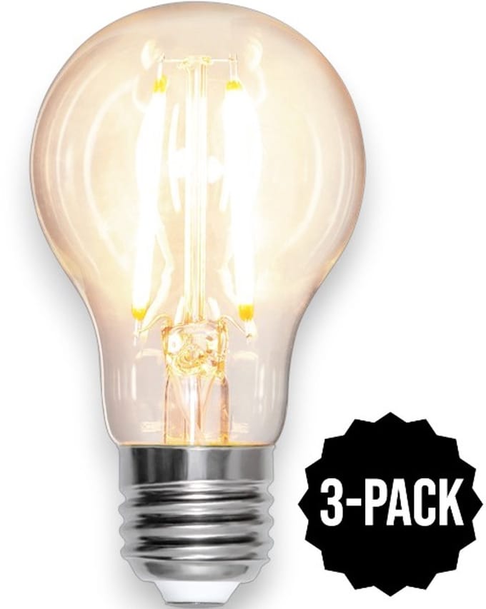 3-Pack | Standaard bol - E27 - 7W - Extra Warm Wit - 2700K - Filament - Helder