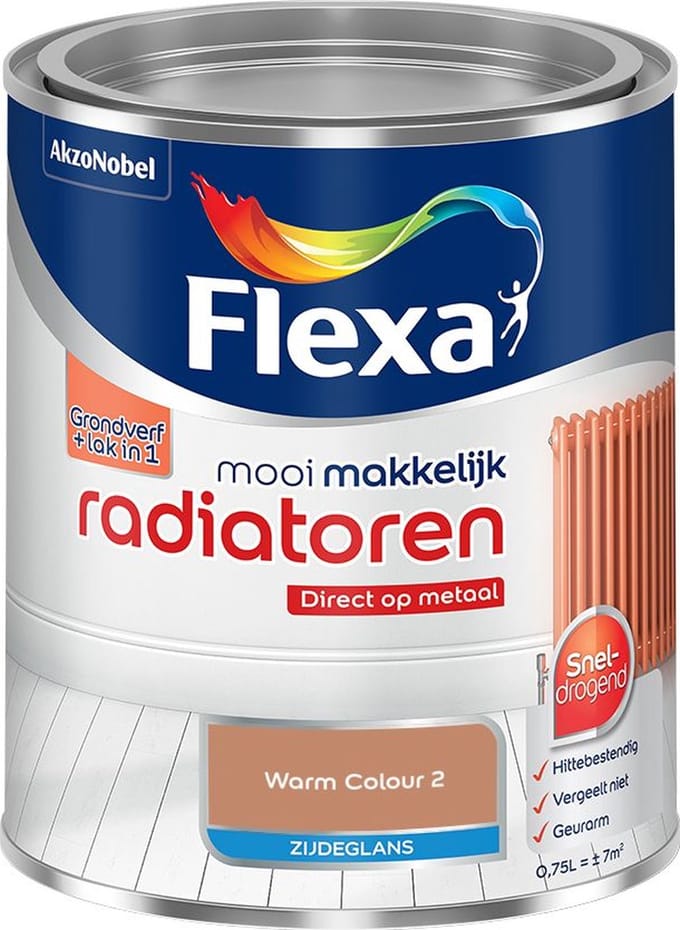 Flexa - Mooi Makkelijk Radiatoren Zijdeglans - Warm Colour 2 - Mengverf - 750 Ml