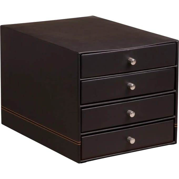 Rhodia Opbergbox - ladebox - Opslagbox - Kunstleer - 4 laden - Zwart