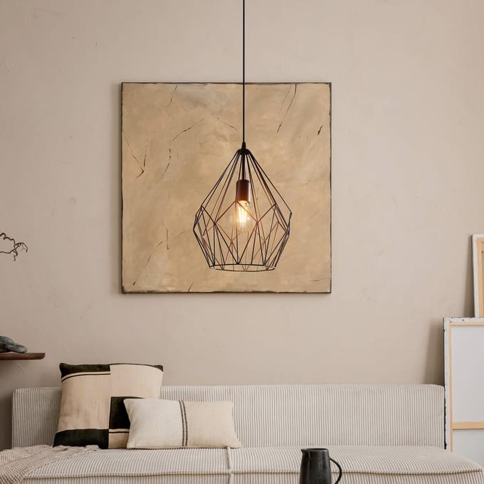 EGLO Hanglamp Carlton in kooidesign, zwart Ø31cm