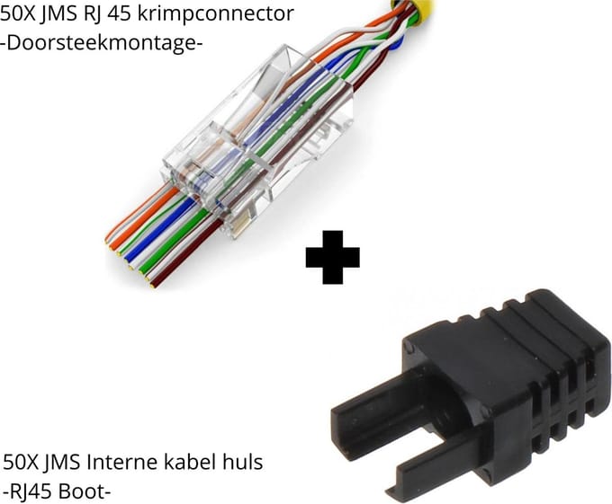 50x JMS® RJ45 EZ Type + 50x JMS Interne Kabel Huls Zwart