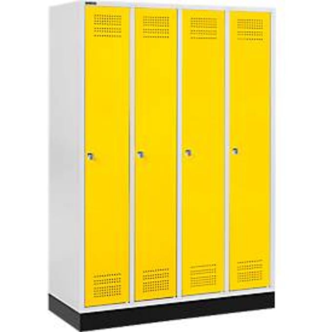 Schäfer Shop Genius Kledinglocker met fitting, 4 compartimenten, cilinderslot, lichtgrijs/geel