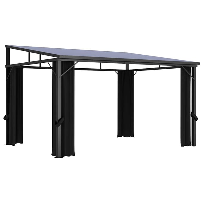 vidaXL - Prieel - met - gordijn - 405x294x244 - cm - antraciet