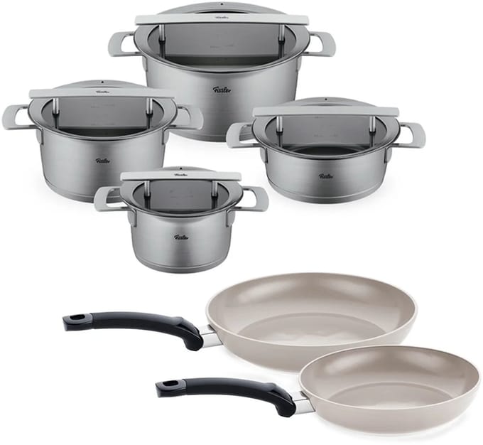 Fissler Phi Collection Pannenset met Glasdeksels, 6-delig met Uniek afgietsysteem