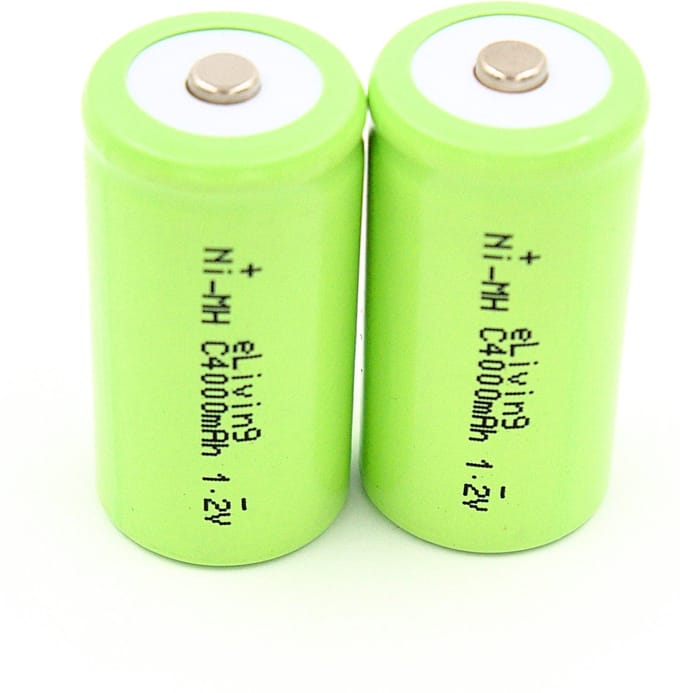 2 Oplaadbare C batterijen. 4000mAh NiMH 1.2V