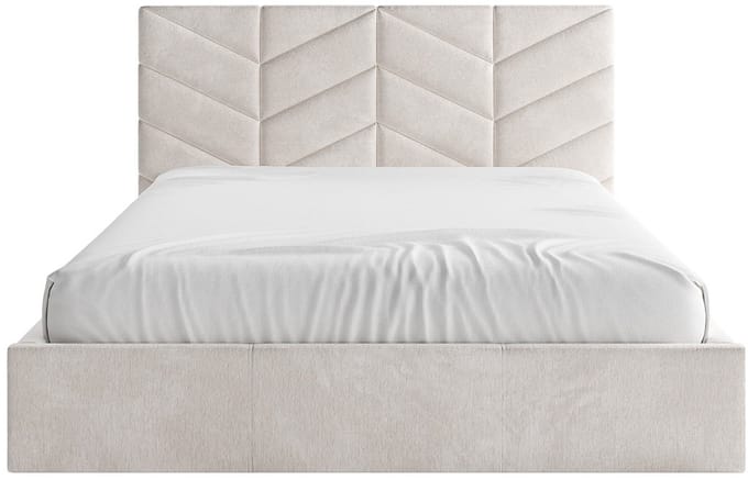 Vente-unique Bed met opbergruimte stof crème 200 x 200 cm
