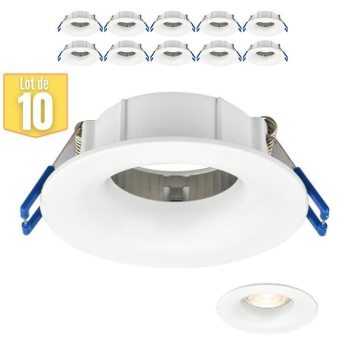 Set van 10 Spotbevestigingen BRAYTRON Tetra-D, rond, wit, vast, diameter 88mm, aluminium wit