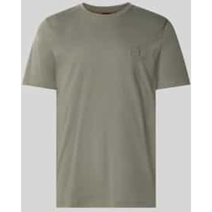 Men's Boss Orange Tales T-Shirt With Logo Patch Premium Cotton in Open Grey