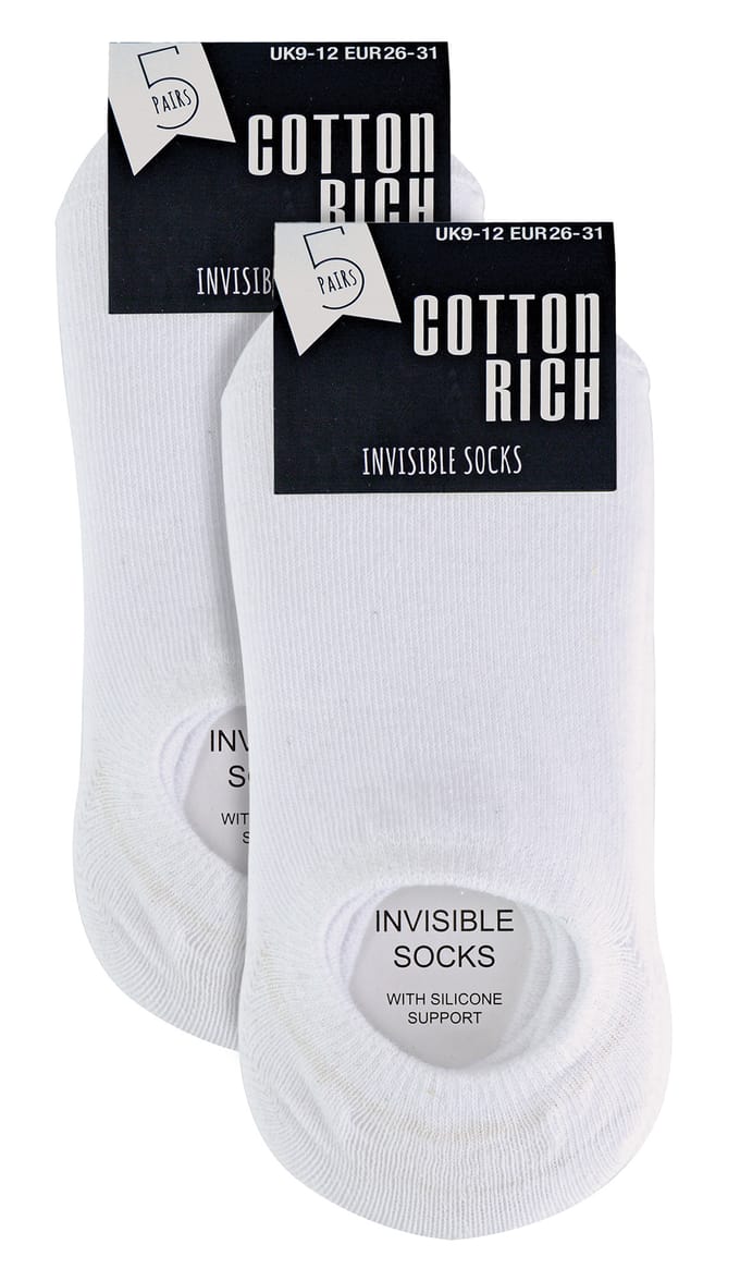 Sock Snob 10 paar ademende onzichtbare kindersokken - Wit