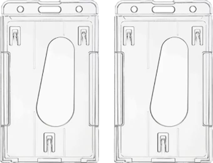 I-deLuxe Plastic kaarthouder pashouder – bevestiging op korte zijde – verticaal - hard plastic - transparant 2 stuks