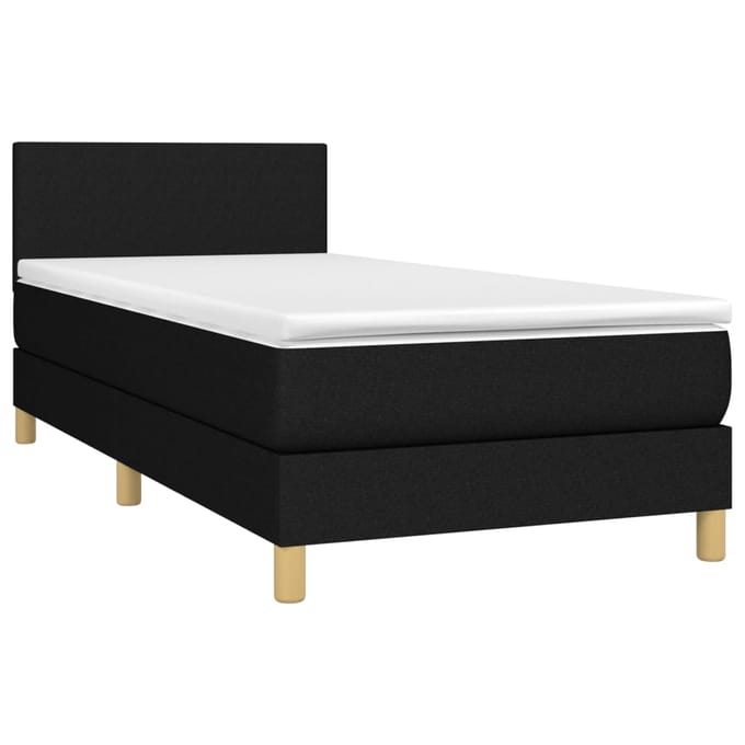 vidaXL - Boxspring - met - matras - en - LED - stof - zwart - 90x200 - cm